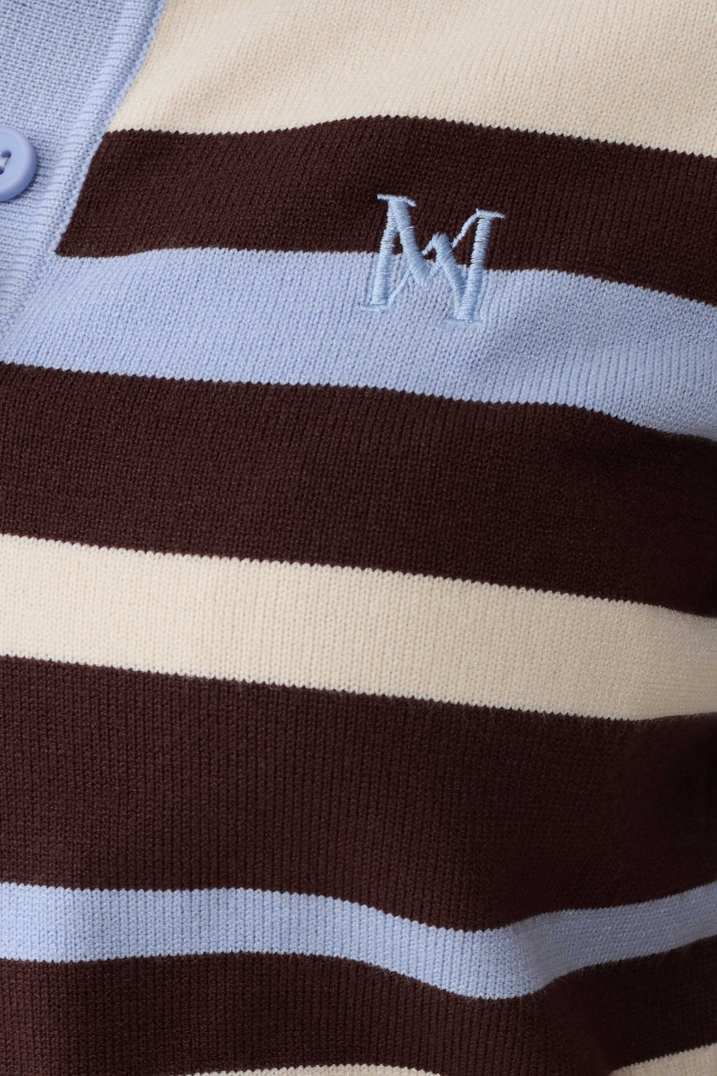 Culture® | Stripe Knit Button Up Top - Chocolate/Blue