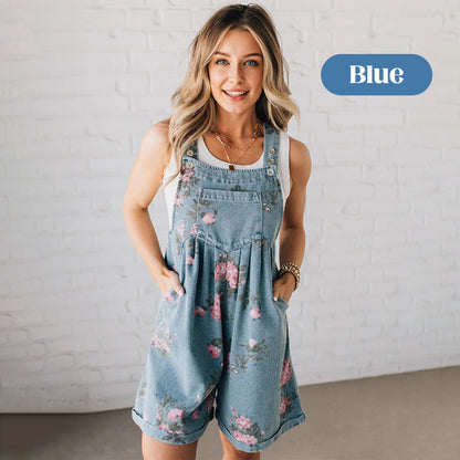 Culture® | Vintage Floral Printed Denim Jumpsuit