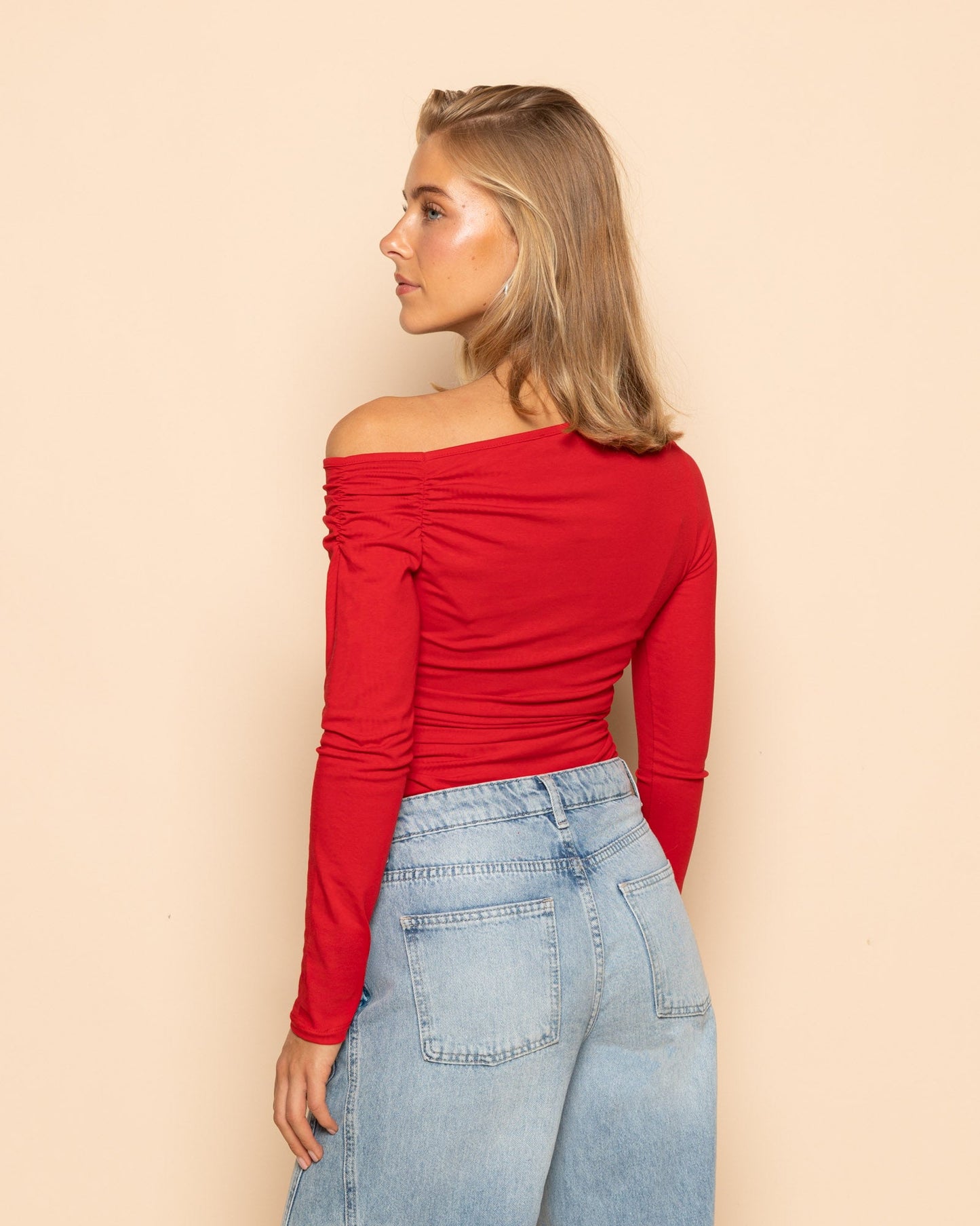 Culture® | Off-shoulder Ruched Top - Red