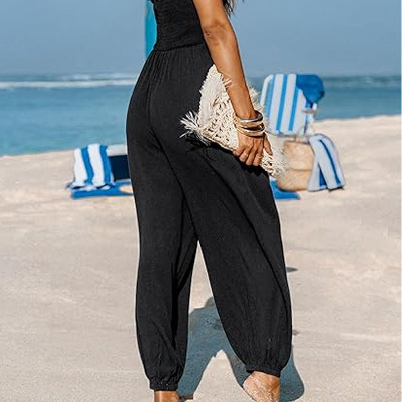 Culture® | V-Neck Backless Loose-Fitting Jumpsuit