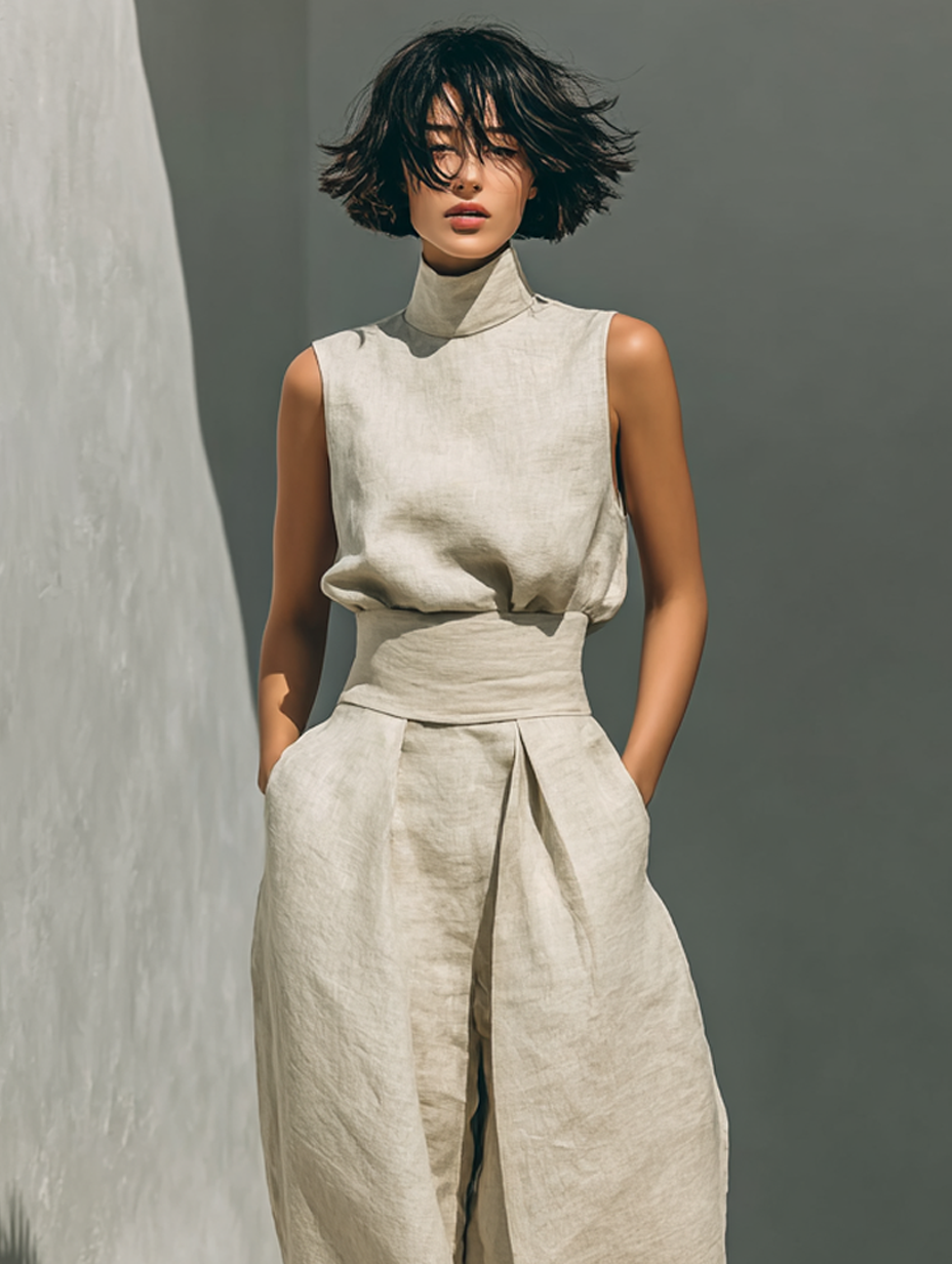 Culture® | Cotton and Linen Tank Top & Wide-Leg Pants Set