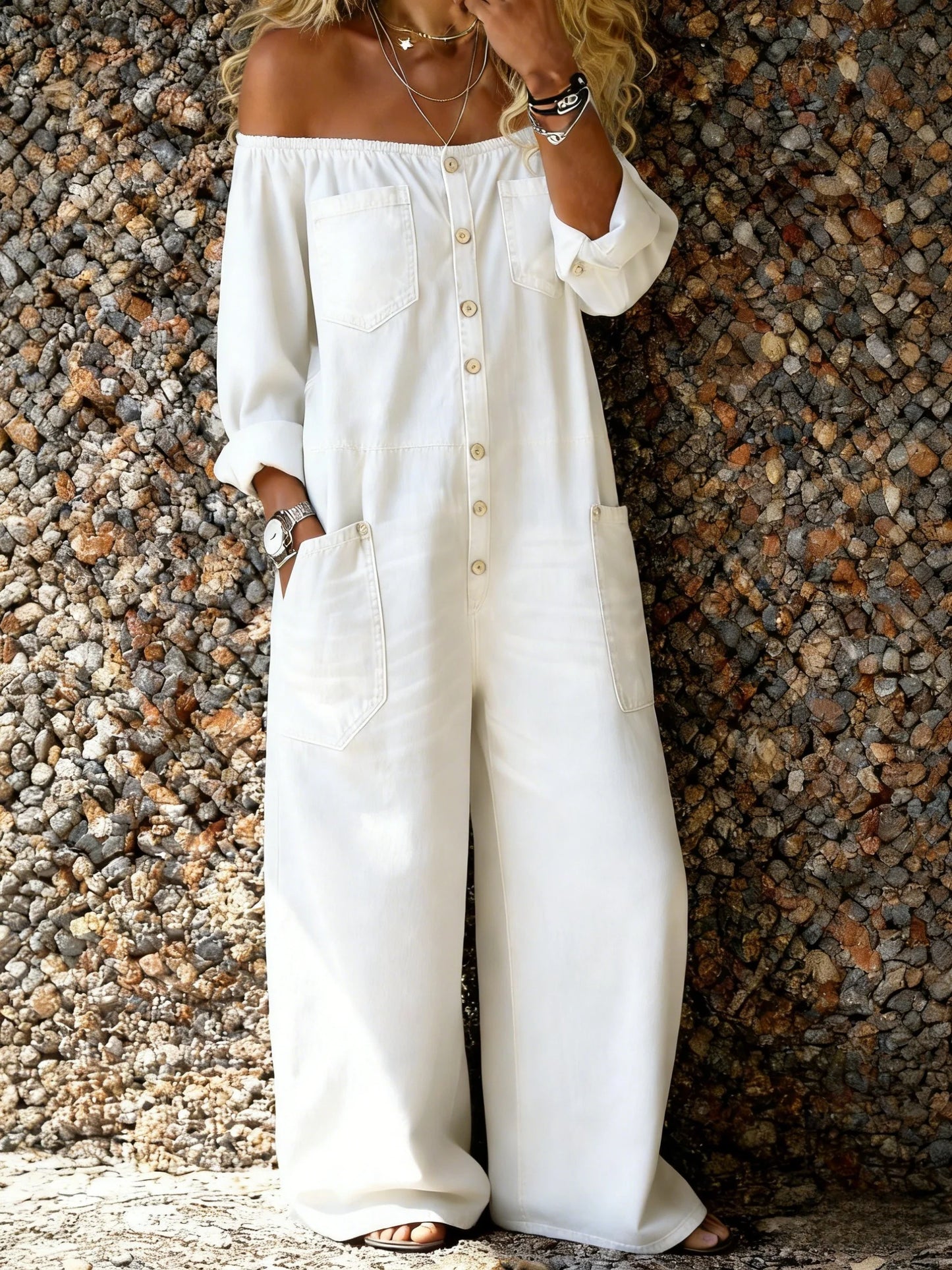 Culture® | Off Shoulder Denim Jumpsuit
