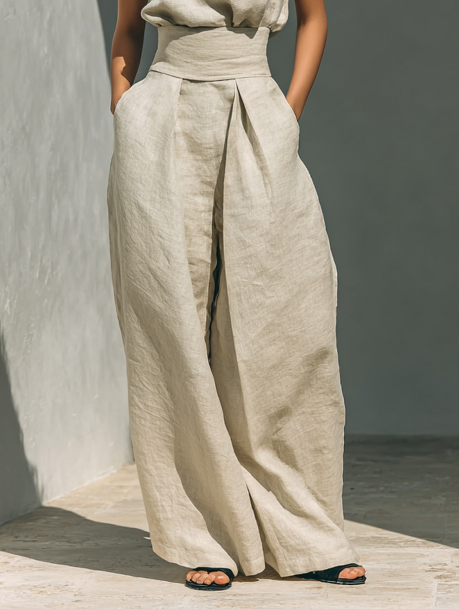 Culture® | Cotton and Linen Tank Top & Wide-Leg Pants Set