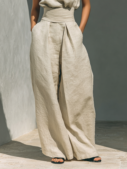 Culture® | Cotton and Linen Tank Top & Wide-Leg Pants Set