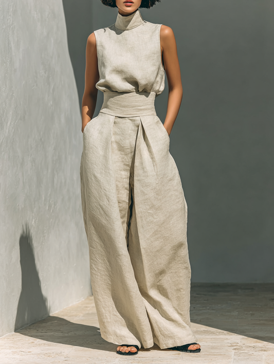Culture® | Cotton and Linen Tank Top & Wide-Leg Pants Set