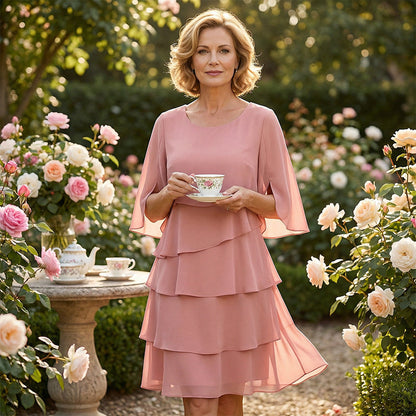 Culture® | Women's Elegant Layered Ruffle Sleeve Dress