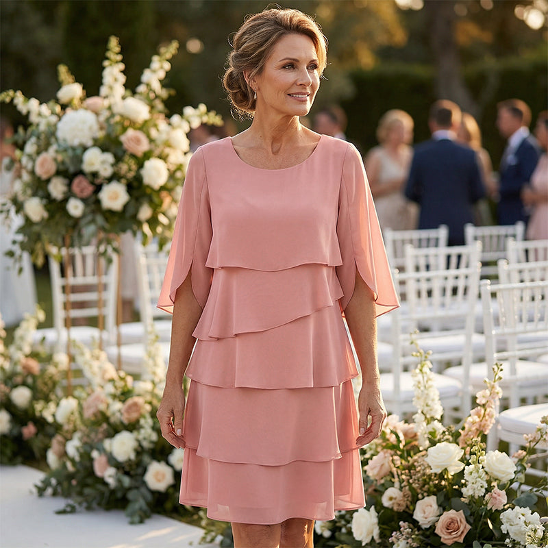 Culture® | Women's Elegant Layered Ruffle Sleeve Dress
