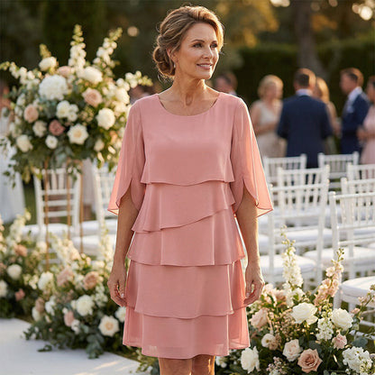 Culture® | Women's Elegant Layered Ruffle Sleeve Dress