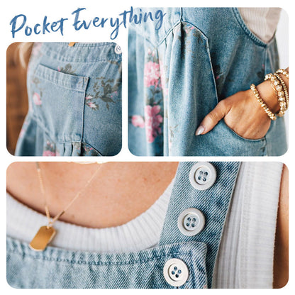 Culture® | Vintage Floral Printed Denim Jumpsuit