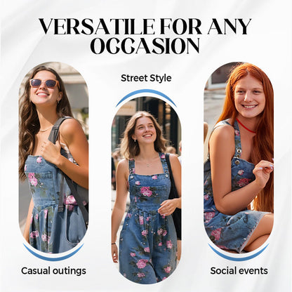 Culture® | Vintage Floral Printed Denim Jumpsuit