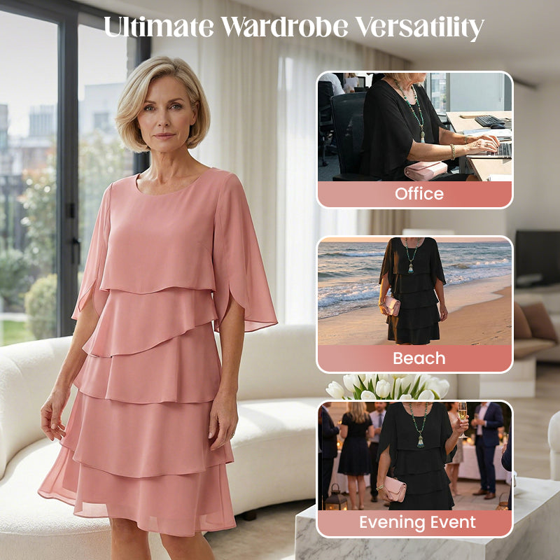 Culture® | Women's Elegant Layered Ruffle Sleeve Dress