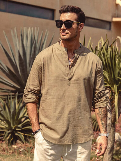 Culture® | Cotton Linen Style Henley Shirt