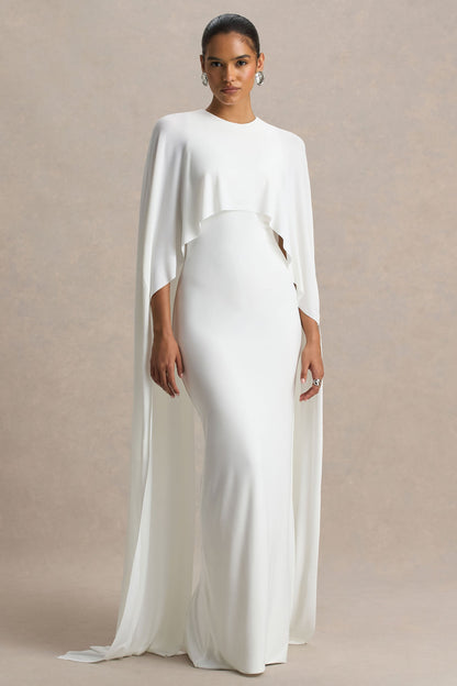 Culture® | White Draped Maxi Dress With Cape Sleeves