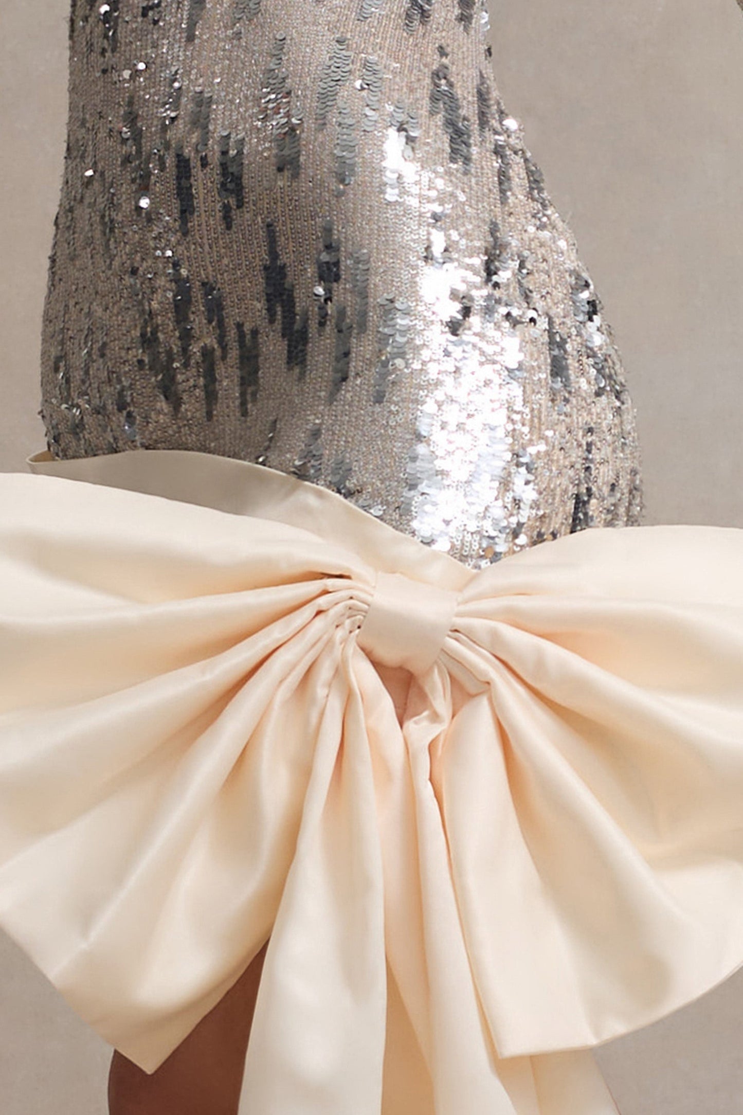 Culture® | Off-White Sequin Mini Dress With Oversized Satin Bow