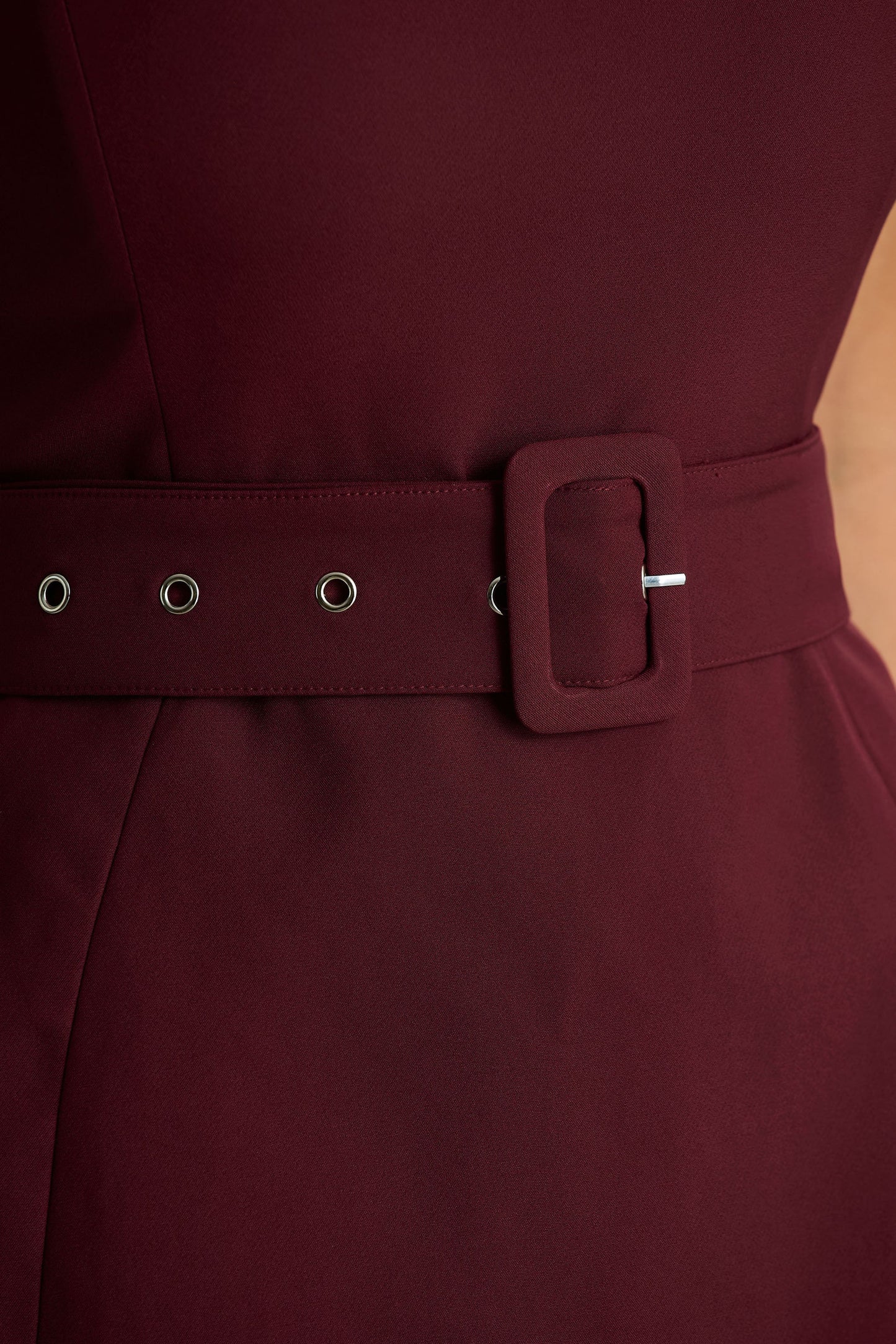 Culture® | Burgundy High-Neck Tailored Micro-Mini Dress