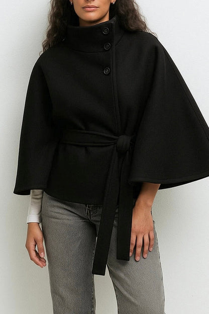 Culture® | High-Neck Belted Cape Jacket