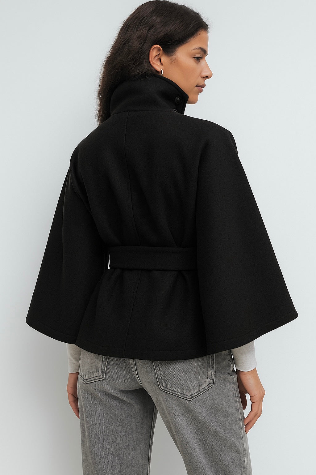 Culture® | High-Neck Belted Cape Jacket