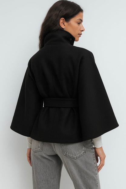 Culture® | High-Neck Belted Cape Jacket