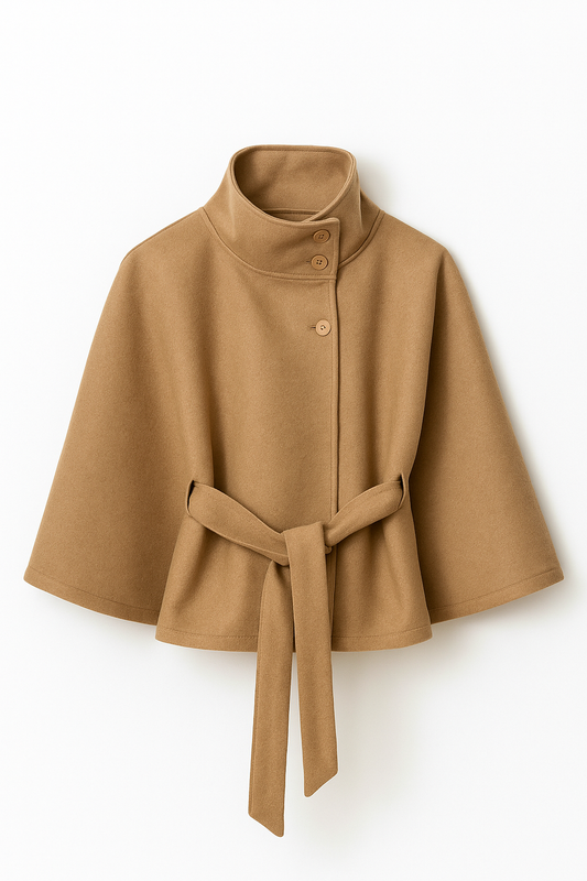 Culture® | High-Neck Belted Cape Jacket