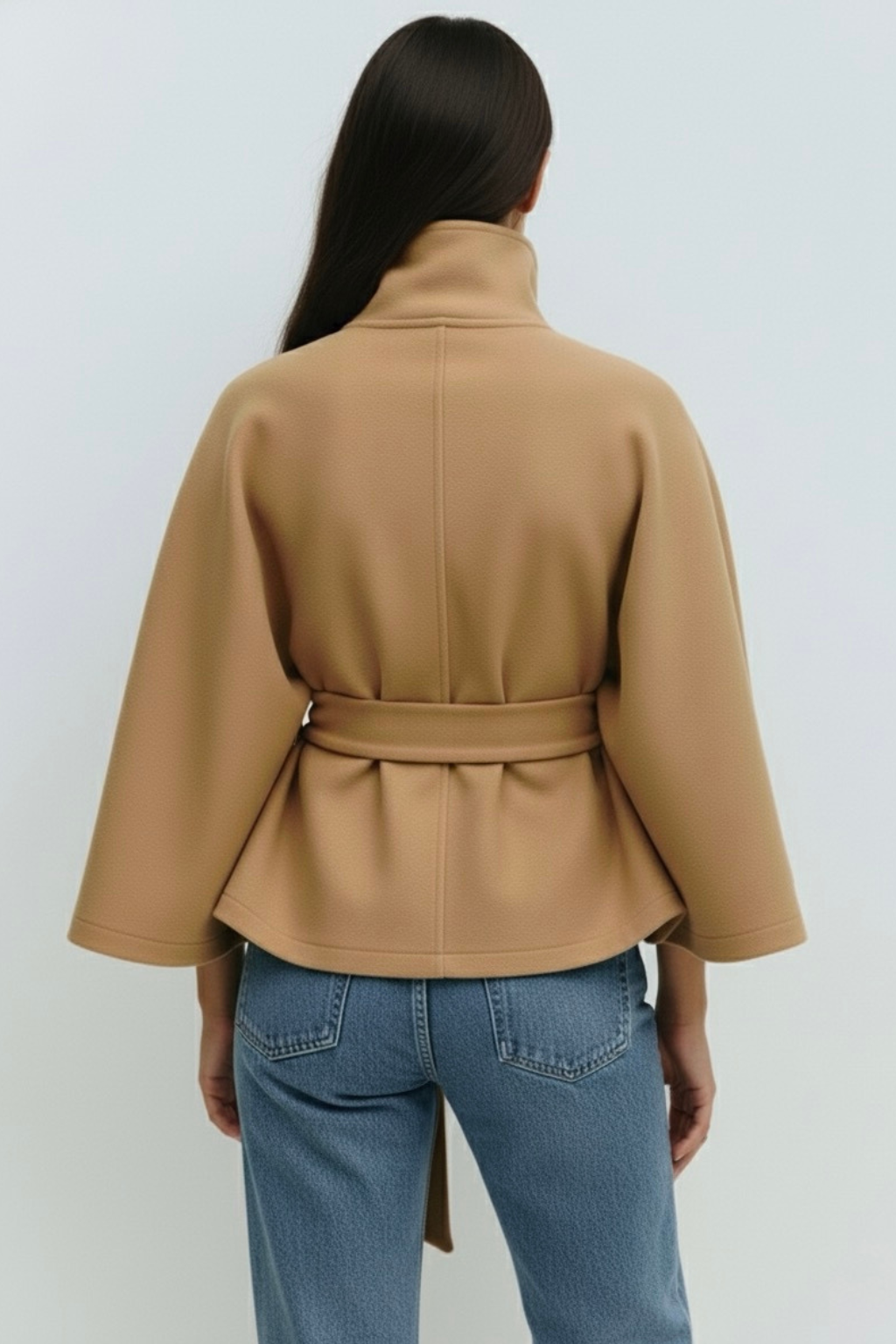 Culture® | High-Neck Belted Cape Jacket