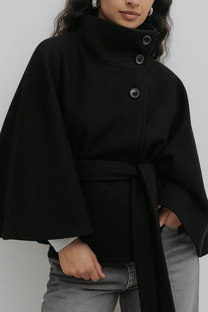 Culture® | High-Neck Belted Cape Jacket