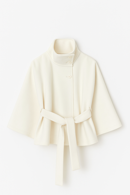 Culture® | High-Neck Belted Cape Jacket