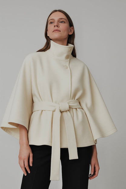 Culture® | High-Neck Belted Cape Jacket