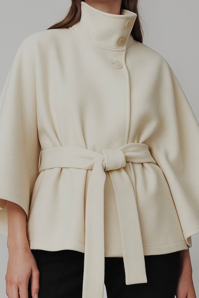 Culture® | High-Neck Belted Cape Jacket