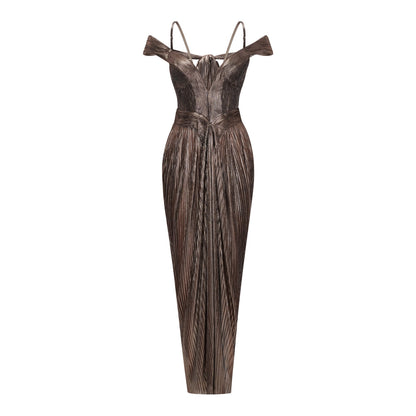 Culture® | Bronze Goddess Satin Maxi Dress