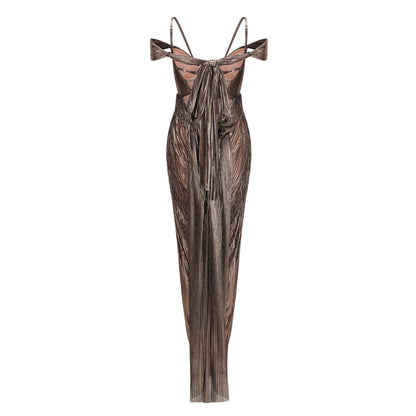 Culture® | Bronze Goddess Satin Maxi Dress