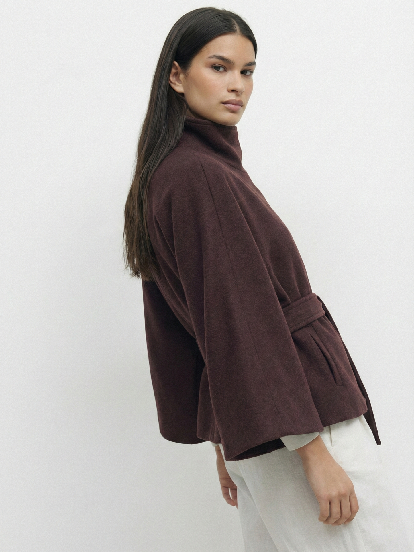 Culture® | High-Neck Belted Cape Jacket