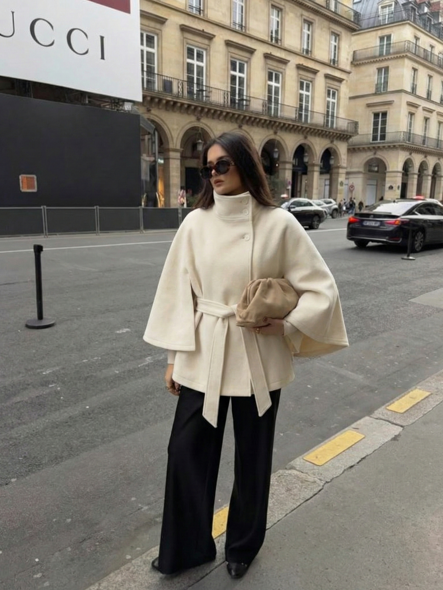 Culture® | High-Neck Belted Cape Jacket