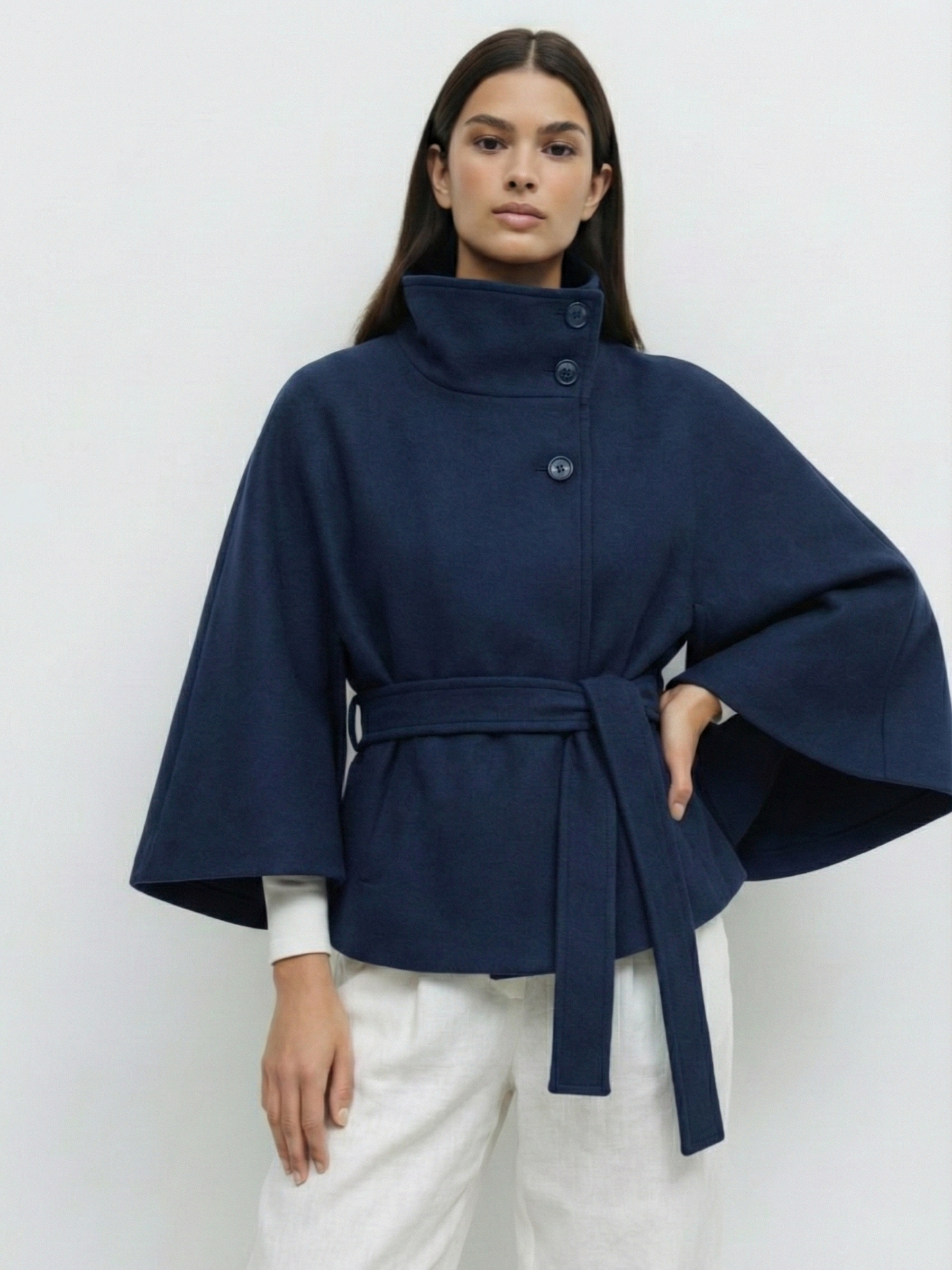 Culture® | High-Neck Belted Cape Jacket