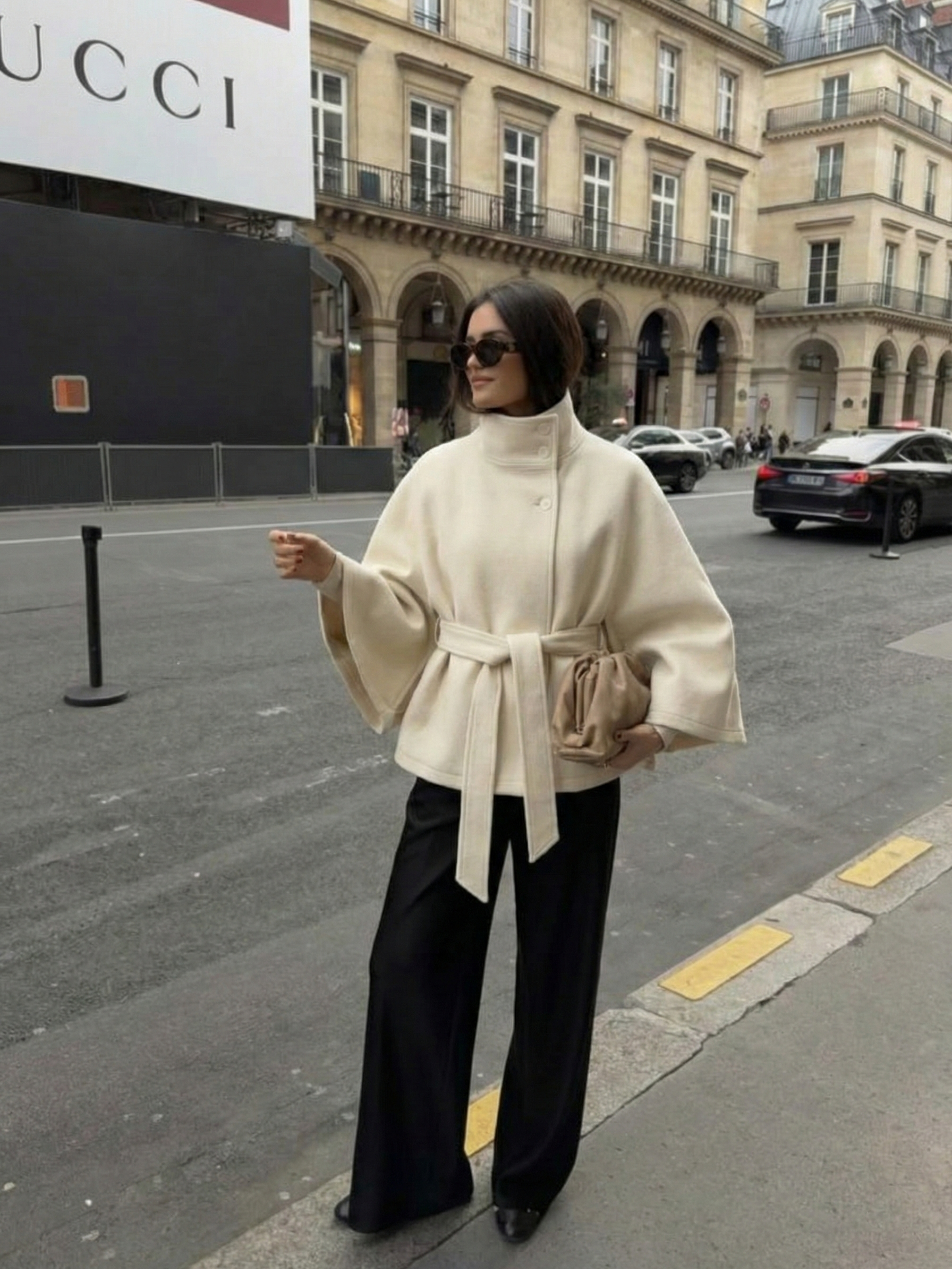 Culture® | High-Neck Belted Cape Jacket