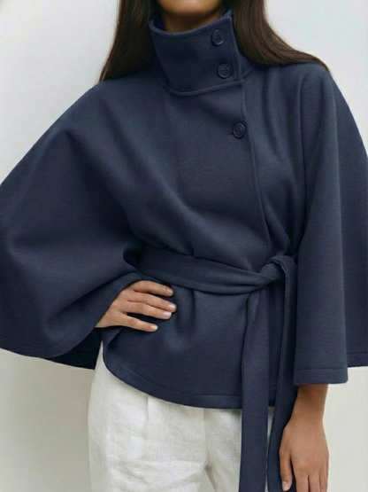 Culture® | High-Neck Belted Cape Jacket