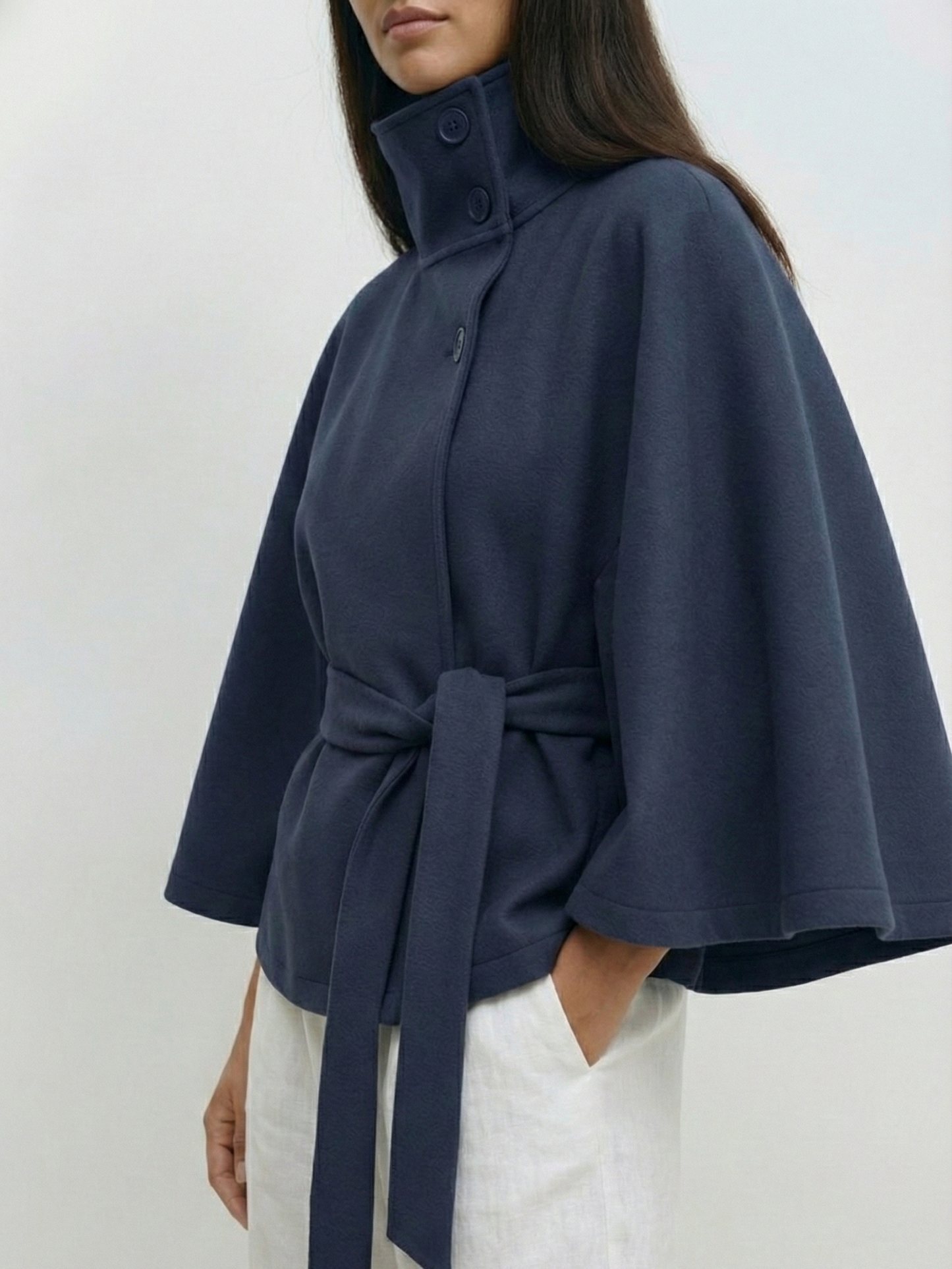 Culture® | High-Neck Belted Cape Jacket