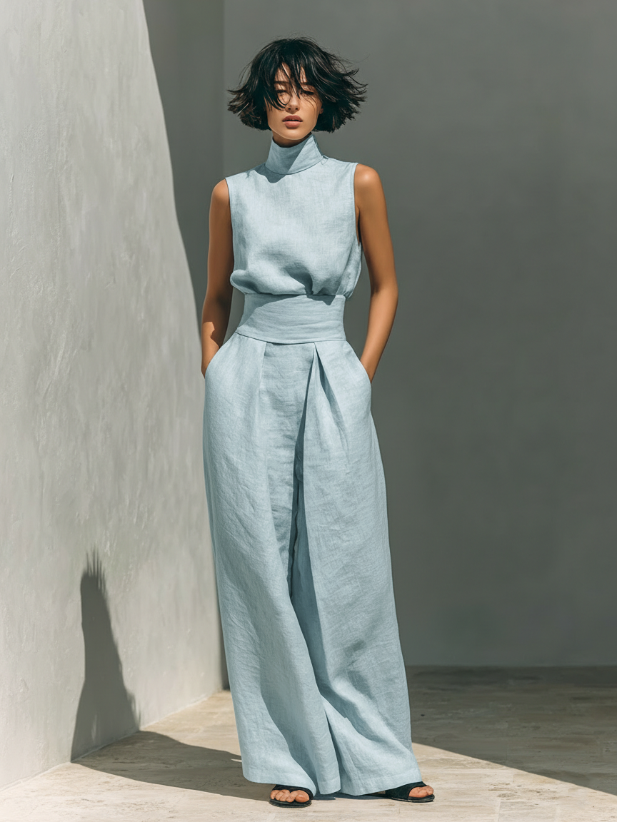 Culture® | Cotton and Linen Tank Top & Wide-Leg Pants Set