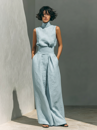 Culture® | Cotton and Linen Tank Top & Wide-Leg Pants Set