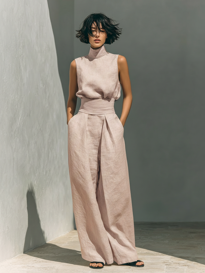 Culture® | Cotton and Linen Tank Top & Wide-Leg Pants Set