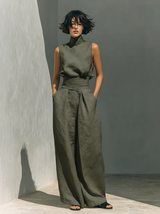 Culture® | Cotton and Linen Tank Top & Wide-Leg Pants Set