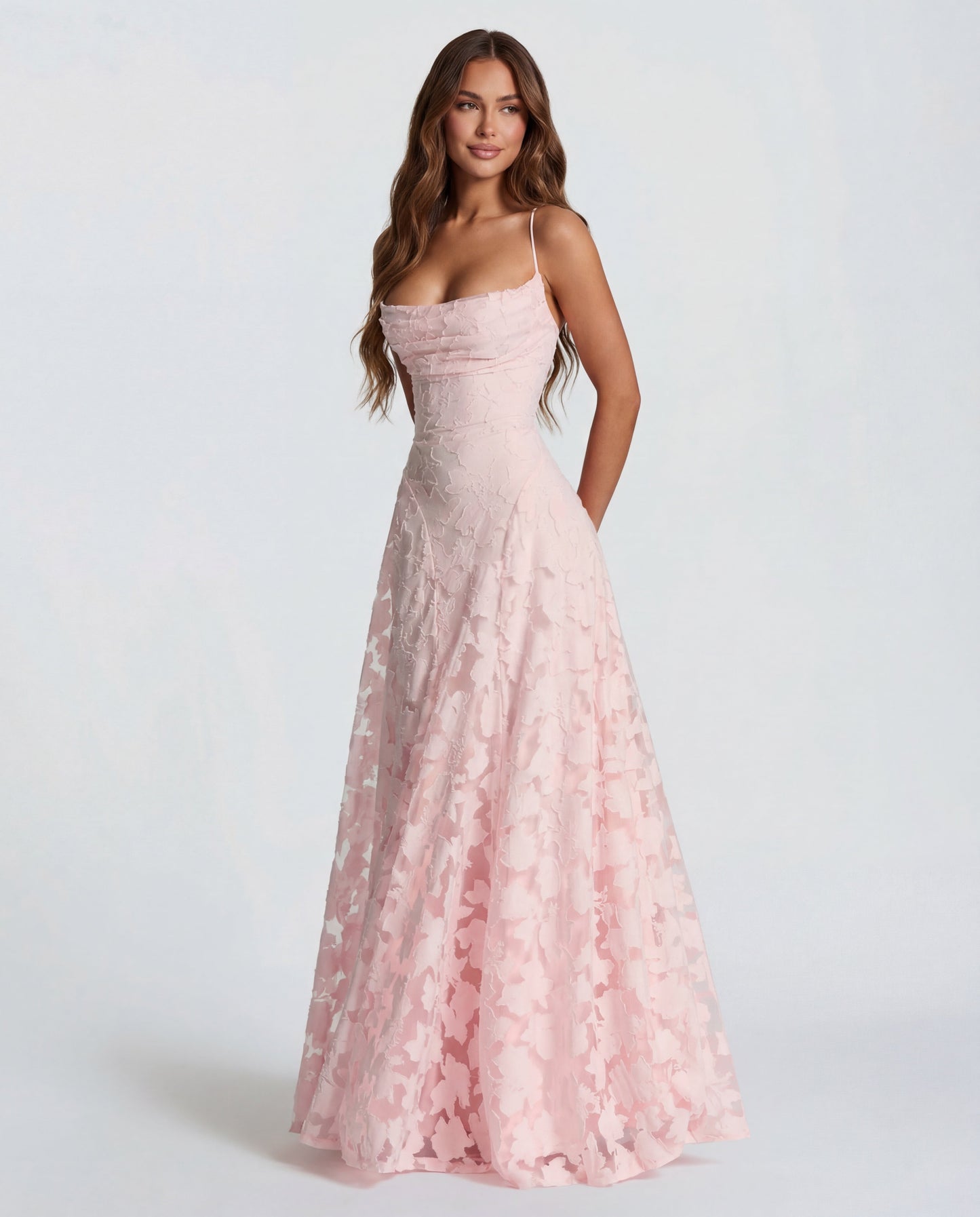 Culture® | Pastel Pink Floral Lace Maxi Dress