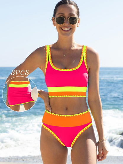 Culture® | Patchwork Nylon Sporty 3-Piece Bikini Set