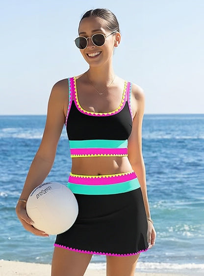 Culture® | Patchwork Nylon Sporty 3-Piece Bikini Set
