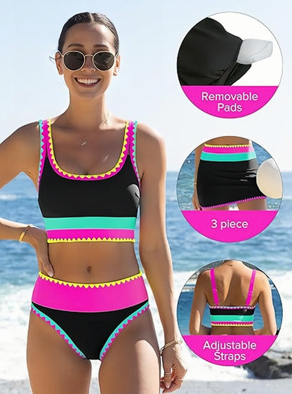 Culture® | Patchwork Nylon Sporty 3-Piece Bikini Set
