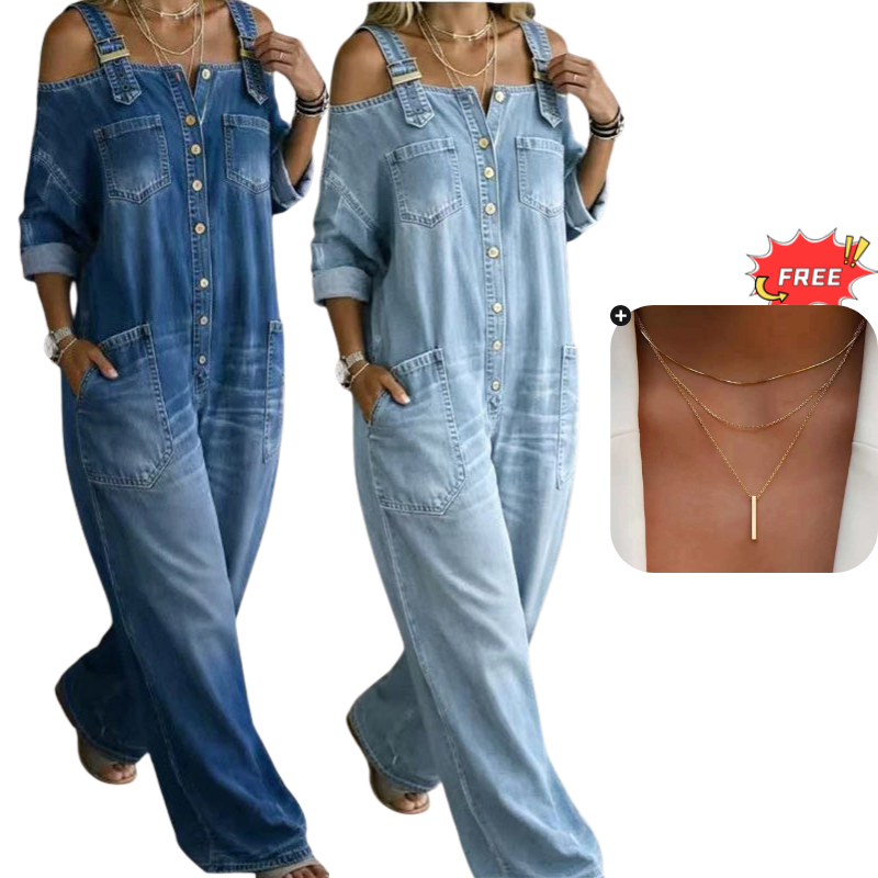 Culture® | Loose Fit Wide-Leg Overall Jumpsuit with Pockets