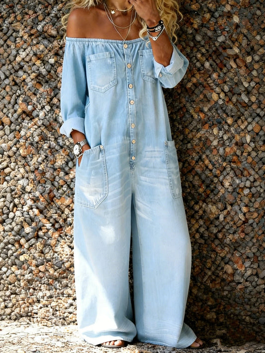Culture® | Off Shoulder Denim Jumpsuit