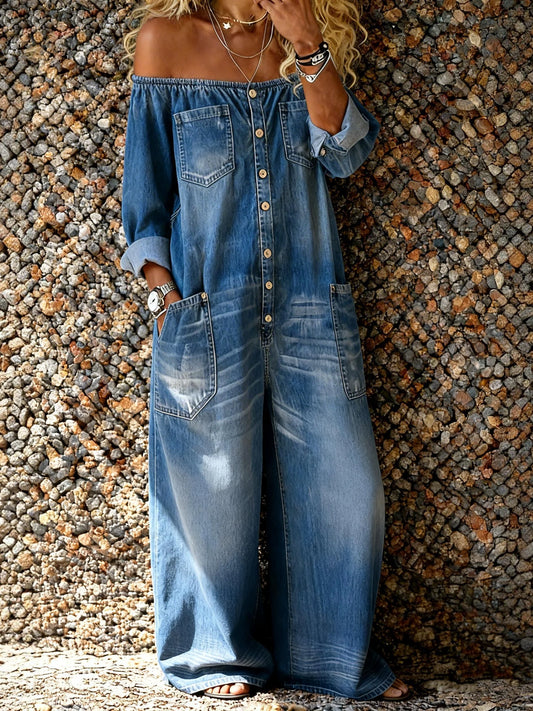 Culture® | Off Shoulder Denim Jumpsuit