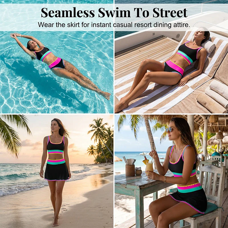 Culture® | Patchwork Nylon Sporty 3-Piece Bikini Set