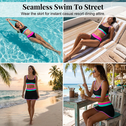 Culture® | Patchwork Nylon Sporty 3-Piece Bikini Set