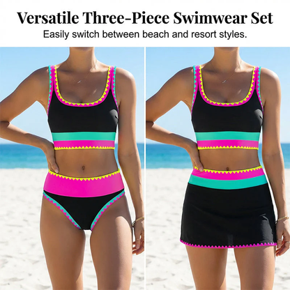 Culture® | Patchwork Nylon Sporty 3-Piece Bikini Set